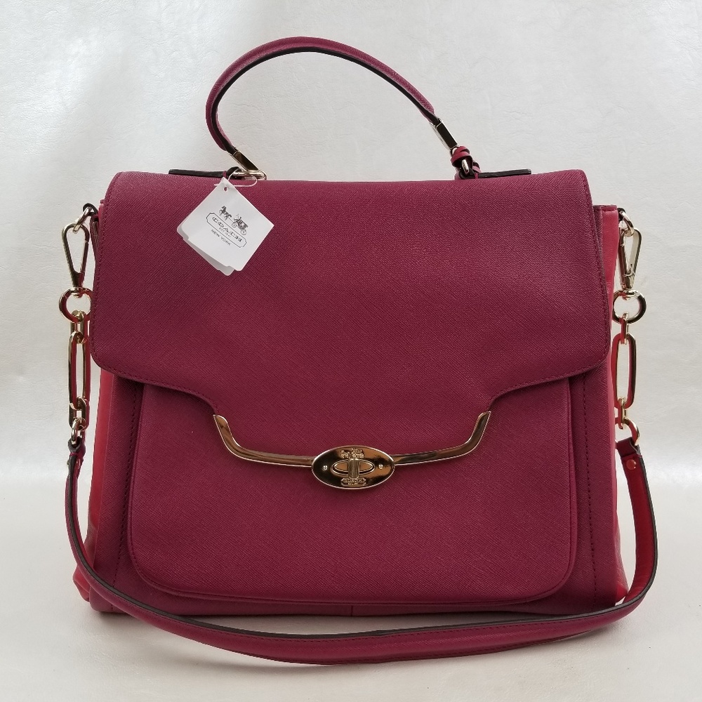 NWT Coach Madison Sadie Flap Satchel Leather 25167